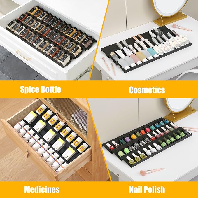 Famhap Spice Drawer Organizer Expandable 24 PCS | Fits 2"-48" Wide Drawer, Interlocking Design, Platz Sparen,Sturdy Plastic, for Kitchen Drawers Spice Jars