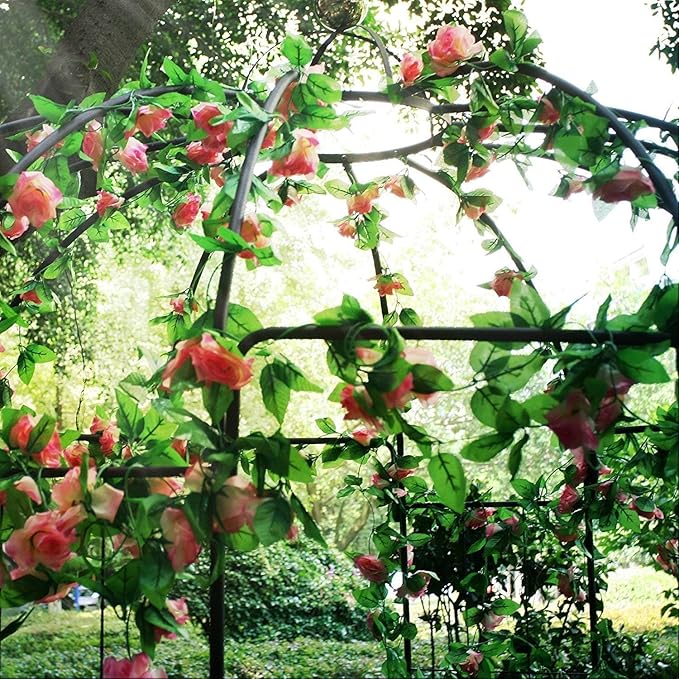 French Style Birdcage Shape Heavy Duty Gazebo,9'Highx 6‘6" Wide,Pergola Pavilion Arch Arbor Arbour Plants Stand Rack for Wedding Outdoor Garden Lawn Backyard Patio,Climbing Vines,Roses,Dark Rust