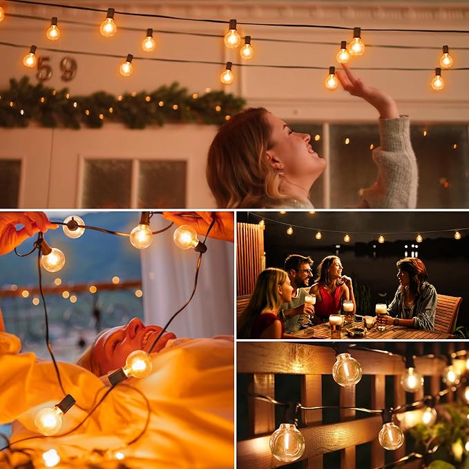 Mlambert G40 Replacement LED Light Bulbs, Waterproof Clear Globe Bulbs fits E12 Candelabra Bulb Base, 1W Equvalent to 5W Incandescent Bulb for Indoor Outdoor Patio String Lights, Amber Warm,25 Pack