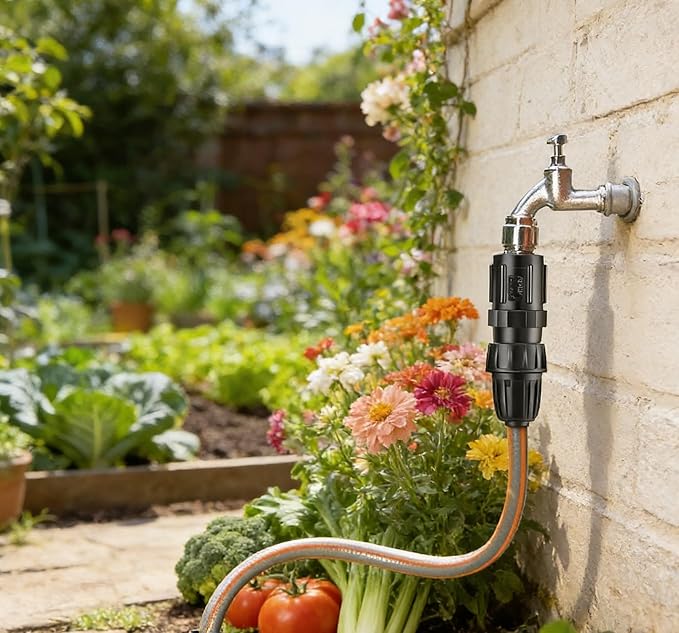 1 Pcs 25 PSI Pressure Regulator 3/4" FHT × 3/4" MHT Pressure Reducer Low Flow Valve,1 Pcs 3/4" to 1/2" Drip Irrigation Faucet Hose Adapter for Drip Irrigation System