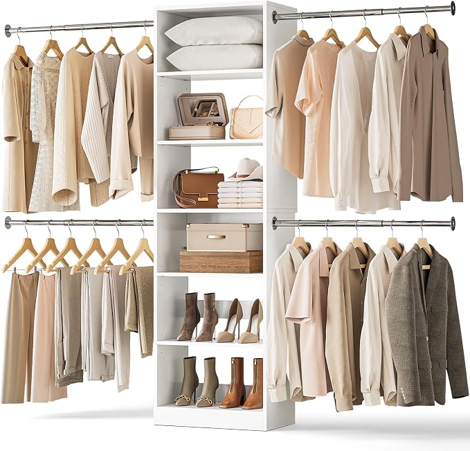 ONBRILL W1 3.5FT-7.7FT Closet System with 4 Chrome-Plated Telescopic Rods