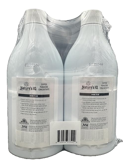 Nature's IQ Copper Fungicide. Controls powdery Mildew, Black spot, and Rust! for use on Roses, Flowers, ornamentals, Fruits, Vegetables, and lawns. 2-16oz Bottles(Twin Pack)
