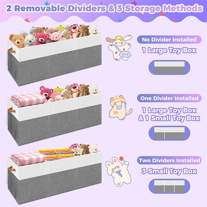 Extra Large Toy Box, Collapsible Toy Storage Chest with Lids, 40"X14"X16"