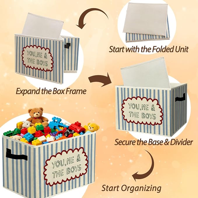 Rustic Boys Playroom Storage Bins & Boxes with Handles