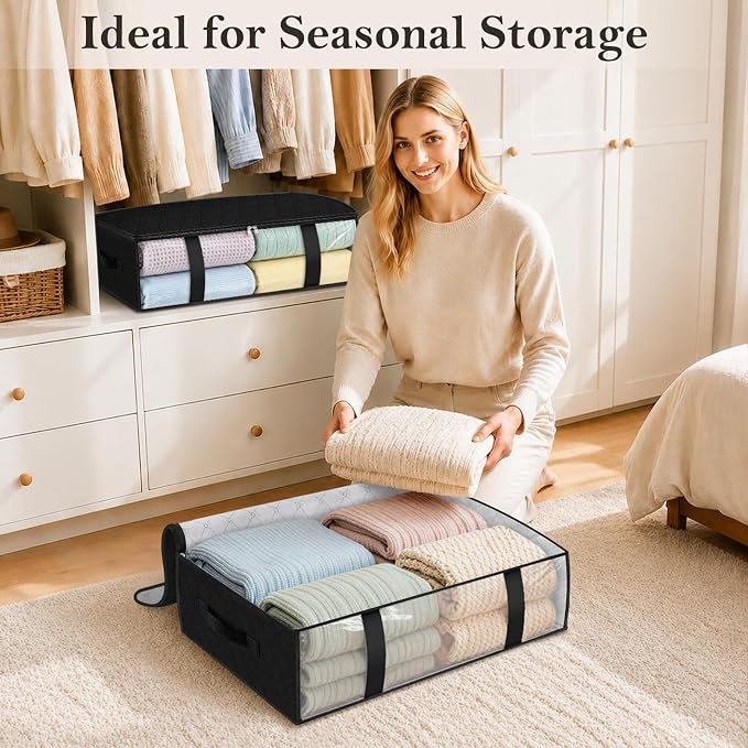 StorageRight Under Bed Storage Bags, 2 Pack, 40L, Black