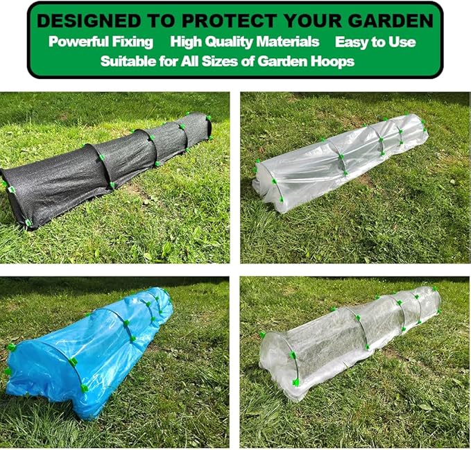 Greenhouse Clamps for 0.32-0.45inch Greenhouse Hoops, Garden Support Frame,Grow Tunnel,Plant Support Stakes.for Fixing Plant Cover,Plastic Sheeting,Film Row Cover,net.(30pcs)