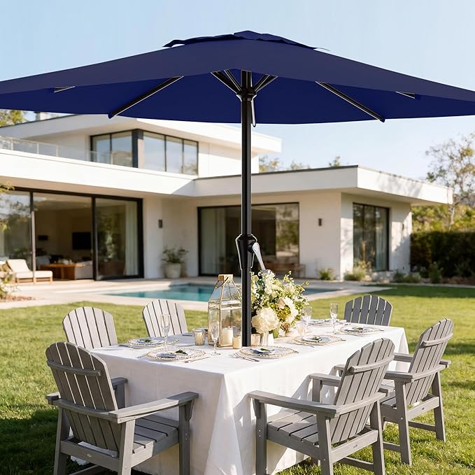 AreShark 8' x 10' Rectangle Patio Umbrellas for Outdoor, Outdoor Table Umbrella, Large Outdoor Patio Umbrellas with 8 Sturdy Ribs for Pool, Garden, Market (Royal Blue)