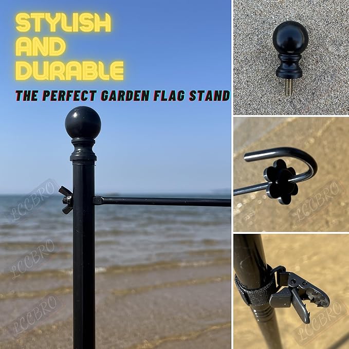 LCCBRO Garden Flag Holder Stand for Outside 12 x 18 Heavy Duty, Small Flag Holders for Yard and Garden, Last Flag Stand Youâll Ever Need (1)