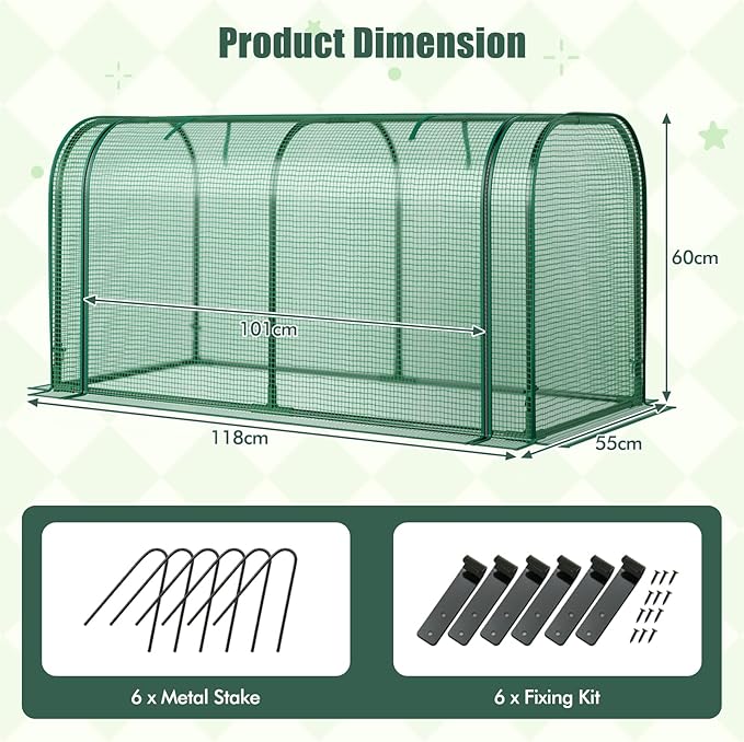Happygrill Raised Garden Bed with Greenhouse Cover, Raised Bed with Legs & Drainage Holes for Herbs, Vegetables, Outdoor Wood Elevated Planter Box for Patio, Backyard, Balcony (Green+Grey)