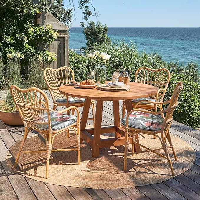 Outdoor Chair Cushions 16"x17" Set of 4, Water Resistant Patio Chair Pads with Ties, Seat Cushions for Home Garden Furniture Decoration, Clemens Noir Pink