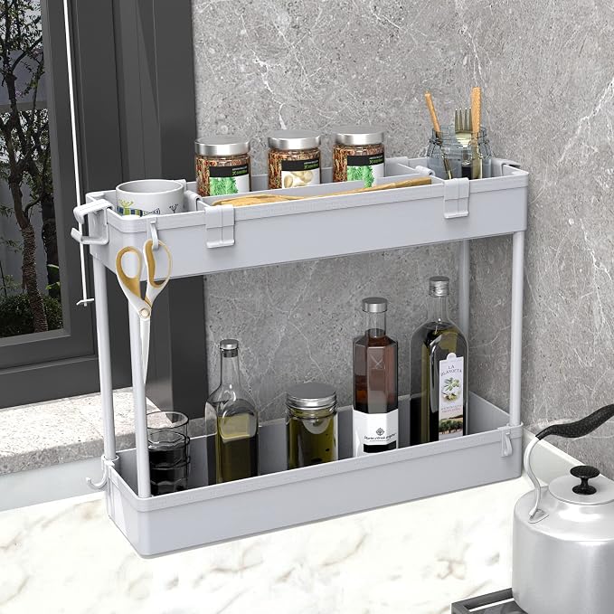 SPACELEAD Slim Storage Cart 3 Tier,Bathroom Organizer Rolling Utility,Mobile Shelving Unit Slide Out for Office, Kitchen, Laundry Room & Narrow Places,Gray