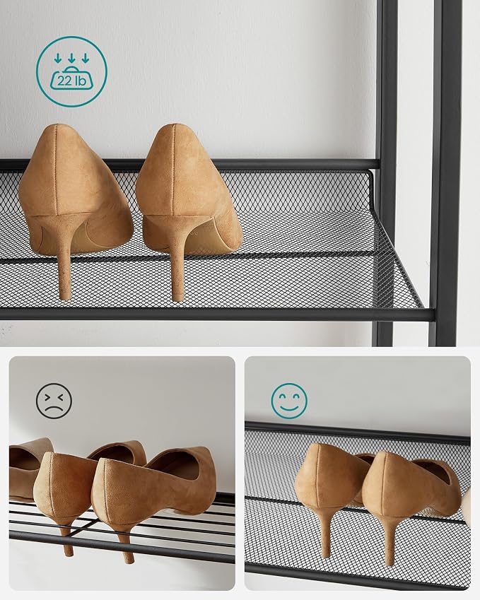 SONGMICS Metal Shoe Rack, 8-Tier Shoe Orgainzer, Holds 32-40 Pairs