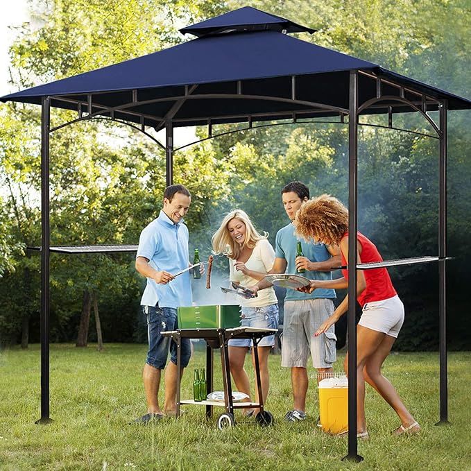 Eurmax USA High Performance Grill Gazebo Canopy Replacement Cover 5x8 BBQ Shelter Top (Navy Blue)