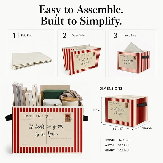 Vintage Postcard Storage Bins Box with Handles