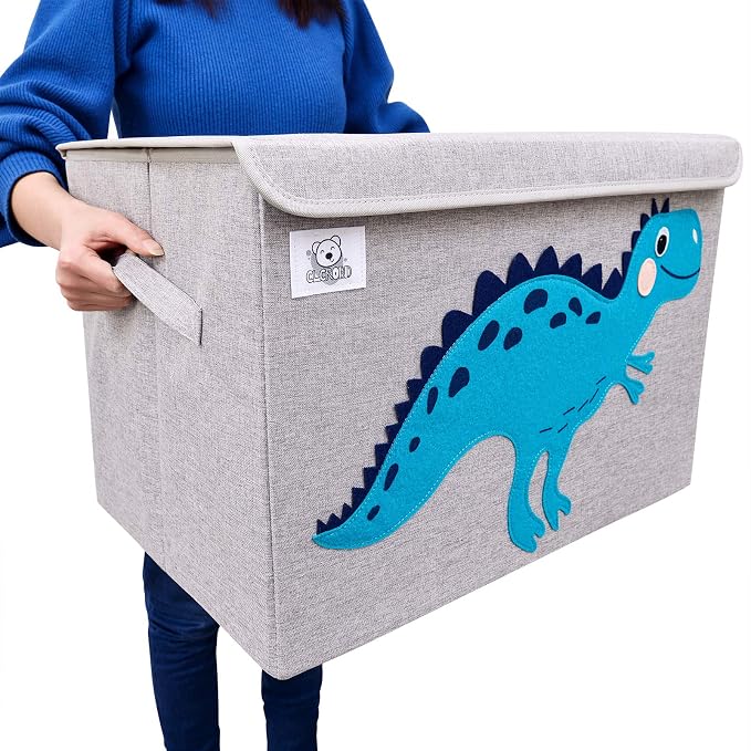 Large Toy Box Storage with Lid, Foldable Fabric Toy Chest Storage for Kids | Toy Organizer Basket, Collapsible Animal Print Storage Bin for Toddlers, Boys and Girls, Playroom, Baby Nursery (Llama)