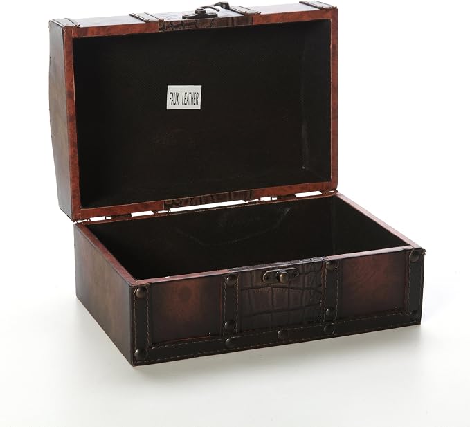 Hosley Decorative Wooden Storage Box with Leather Clasp 9 Inch Long. Ideal Gift for Wedding Special Occasion Study Home Den Dorm Spa Aromatherapy Settings Memories O4