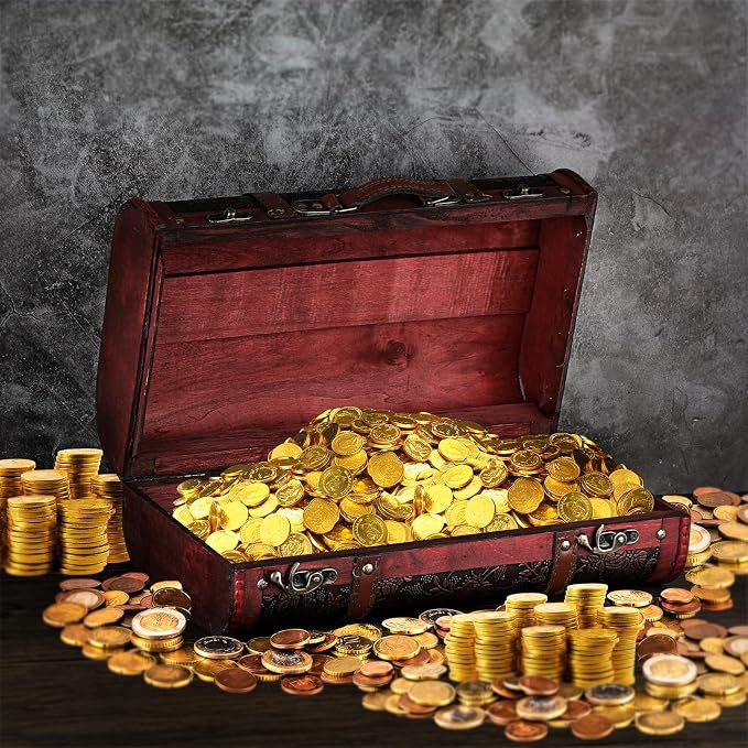 ELLDOO Vintage Wooden Storage Chest, Portable Decorative Luggage Suitcase | Treasure Chest Box with Grape Pattern, Pirate Keepsakes Box for Gifts, Chest Storage Box for Decor Storage Travel