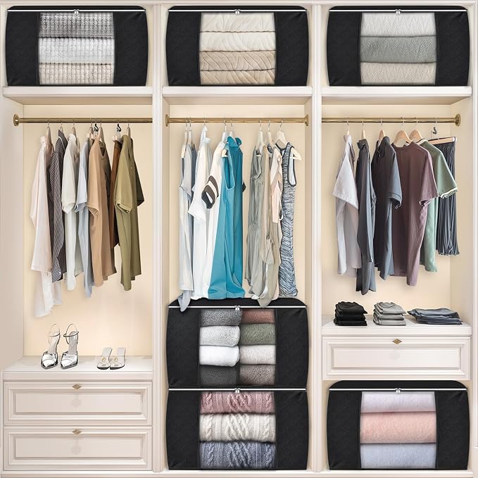 Fab totes 90L Clothes Storage, Foldable Thick Fabric Blanket Storage Bags