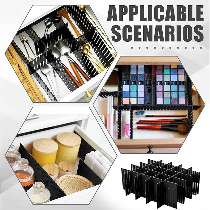 15 Pcs 5.12 Tall Drawer Divider Adjustable Drawer Organizer,Black