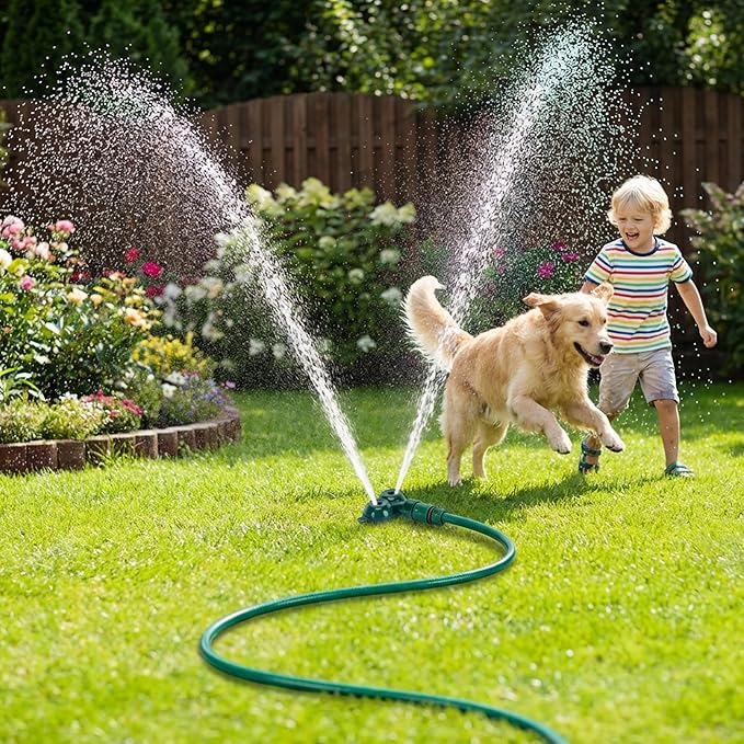 Twin Spot Stationary Sprinkler, Heavy-Duty Metal Dual Circle Sprinkler, Garden Spot Water Spray for Outdoor Yard Lawn Plants Irrigation