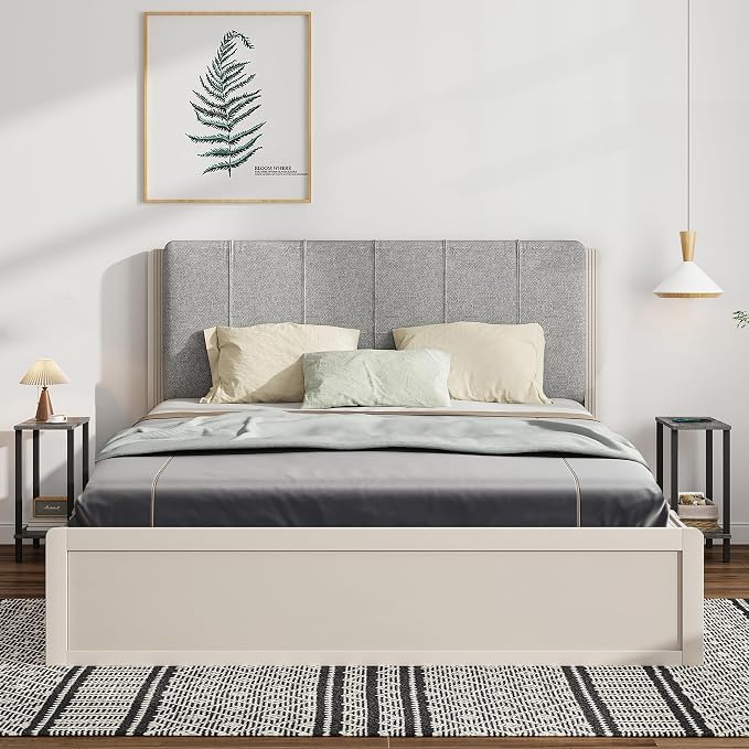 TUTOTAK Narrow Side Table Set of 2, Small End Table for Couch | 2-Tier Skinny Sofa Table, Slim Nightstand, Easy Assembly for Living Room, Bedroom, Grey TB01BY0622
