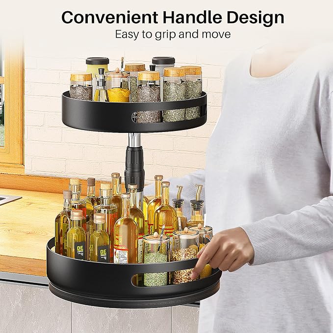 Lazy Susan Spice Rack Organizer for Cabinet, 2-Tier Metal, 10 in