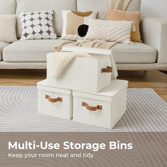 StorageWorks Closet Storage Bins, Fabric Storage Bins with Lids