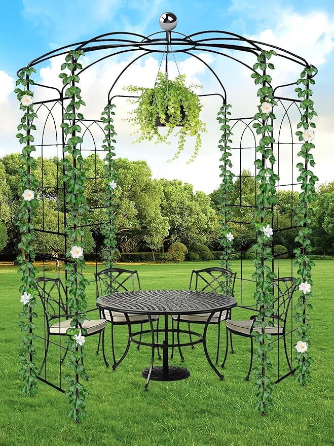 Kalolary Pergola Plant Climbing Trellis Heavy Duty Wedding Arbor Metal Gazebo Garden Arch for Outdoor Arbor Climbing Plants Backyard Patio Wedding Ceremony