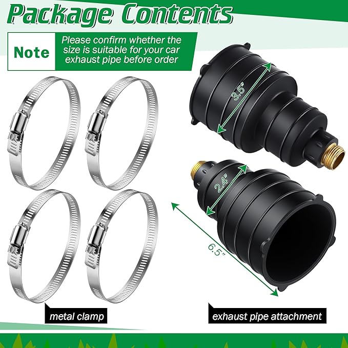 Qualirey 2 Pack Pest Control Exhaust Pipe Attachment Transport Exhaust from Car to Underground for Killing Outdoor Rodents Such as Moles, Gophers (FIT for Pipe in 2"-2.4"/3"-3.5" Diameter) (Black)