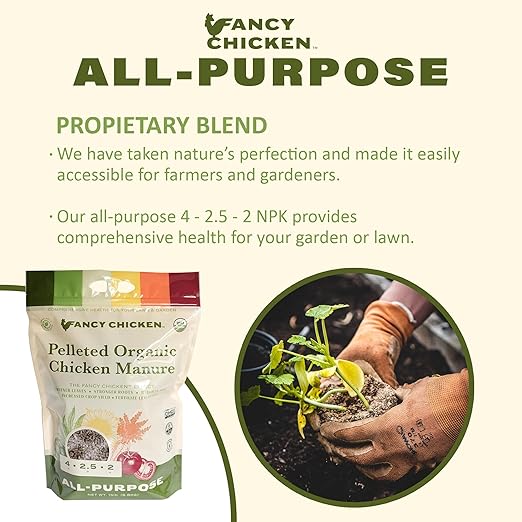 Fancy Chicken All-Purpose Manure - 15lbs Pelleted Dried Organic Chicken Manure | All-Natural Plant Food | Ideal for Vegetables Plants Fruits Trees Lawn Gardening & Farming | USDA Organic (2 Pack)