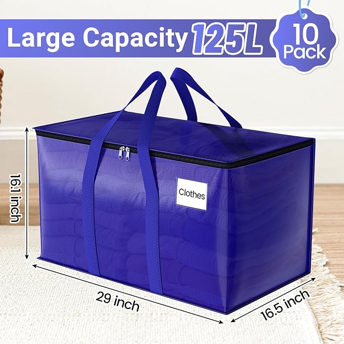 FabSpace Large Moving Storage Bags Heavy-Duty for Clothes, 8 Pack