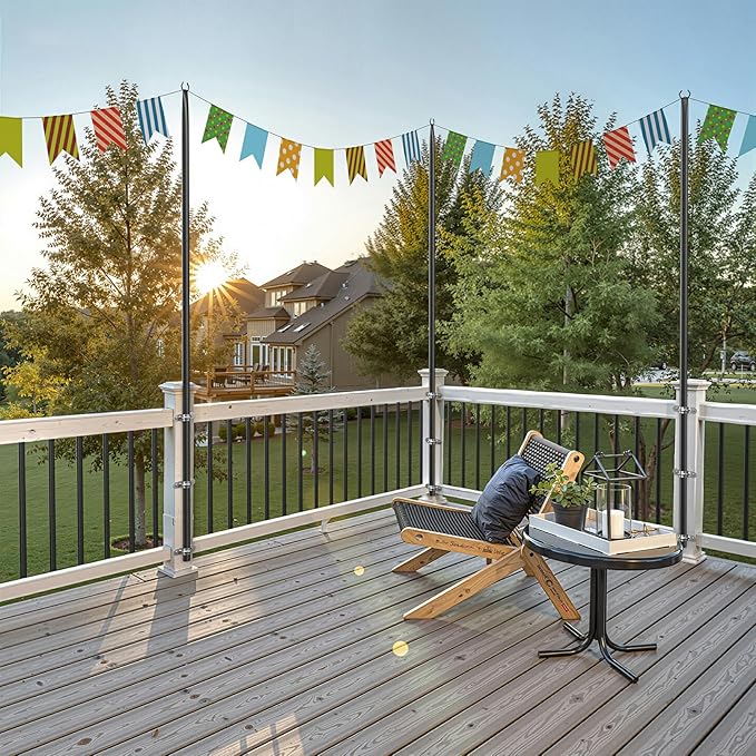2 Pack String Light Poles for Outside, 10Ft Adjustable Outdoor Light Poles for String Lights, Outdoor Lighting Stand with Fork for Patio, Deck, Backyard, Garden, Party & Wedding