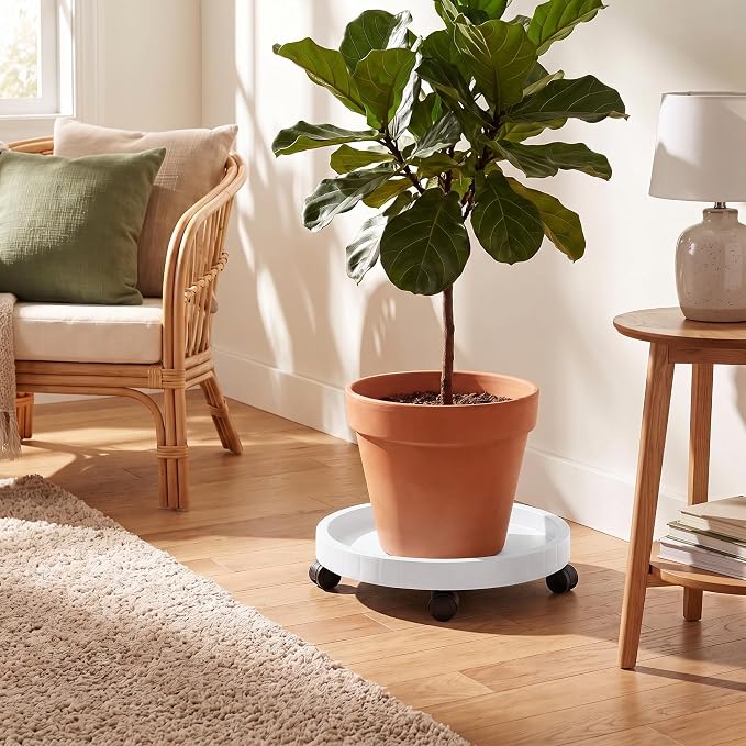 14 Inch Heavy Duty Plant Caddie with Wheels,Rolling Plant Stand Pot Trolley,Wheeled Planter Saucer Tray,Potted Flower Mover Dolly with Casters Round Coaster for Indoor Outdoor