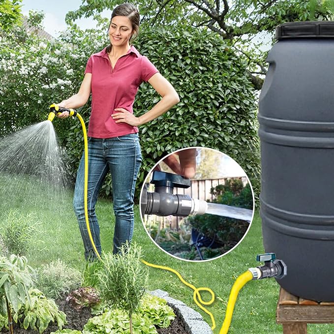 PVC Spigot Kit Rain Barrel Faucet Kit 3/4 inch Rain Barrel Valve with Bulkhead Fitting Adapter,PTFE,PVC Hose Adapter for Water Tanks,Aquariums,Tubs,Pools,Garden Barrels 1 Pack