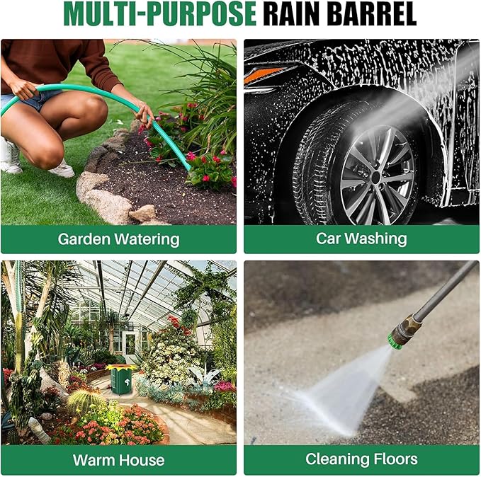 100 Gallon Collapsible Rain Barrel, Rain Water Collection Barrel with 1000D Oxford Cloth, Portable Rainwater Collection System with Spigot and Overflow Kit