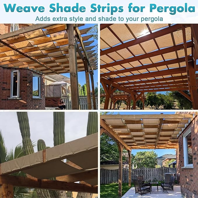 Shade&Beyond Customized Size Shade Strip for Pergola, Sun Shade Sail 95% UV Protection Shade Cover Replacement Fabric for Outdoor Gazebo Patio Deck Yard