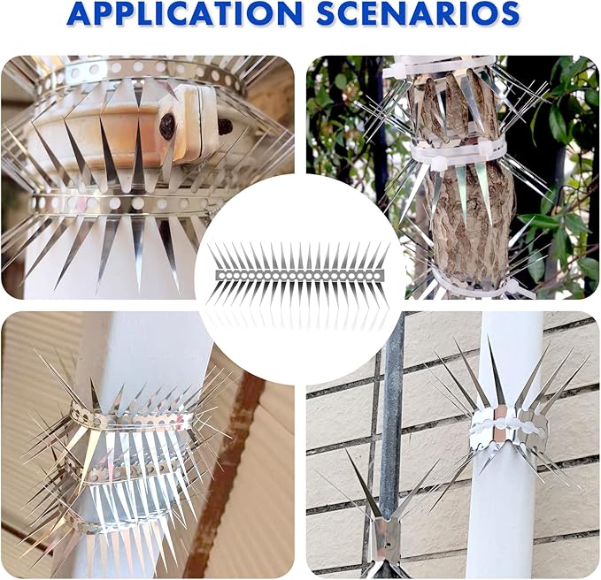 Bird Spikes - Stainless Steel Fence Spikes for Pigeons, Raccoons, Snakes - Deterrent Defender (20inch)