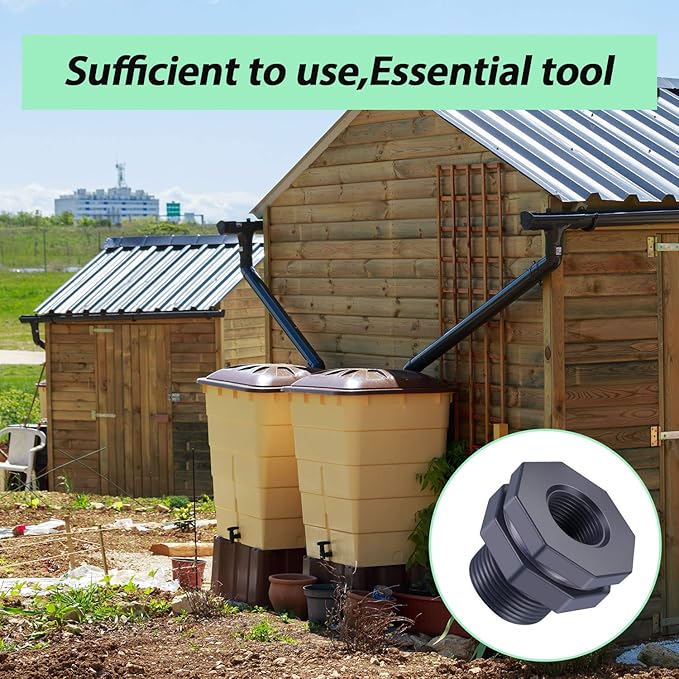 Outus 2 Pieces 3/4 Inch PVC Bulkhead Fitting for Rain Barrels, Aquariums, Water Barrel, Water Tanks, Bucket, Ponds, Pools
