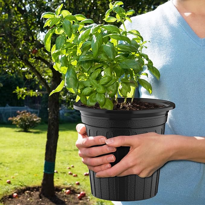 50 Pcs 2 Gallon Planter Nursery Pots, Seed Starting Pot Plastic Flower Seedling Pots with Drainage Holes Flexible Plant Container for Indoor Outdoor Garden Lawn Yard Plants Seedlings (50, 2 Gallon)