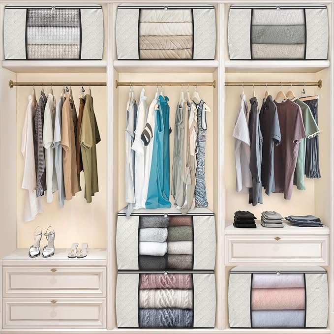 Fab totes 90L Clothes Storage, Foldable Thick Fabric Blanket Storage Bags
