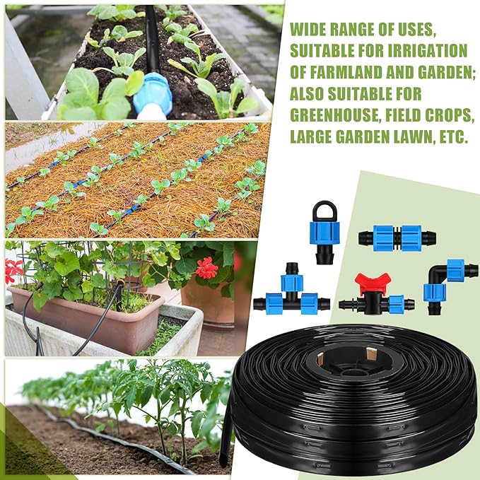 Tondiamo 250 ft 5/8 Inch Drip Tape Irrigation Tubing Kit 8 Mil 6" Spacing Hose Garden Landscape Irrigation System Automatic Equipment for Farms