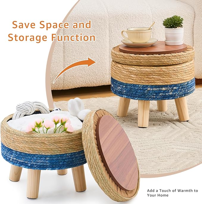 Cpintltr Storage Ottoman Poufs Handwoven Foot Stool