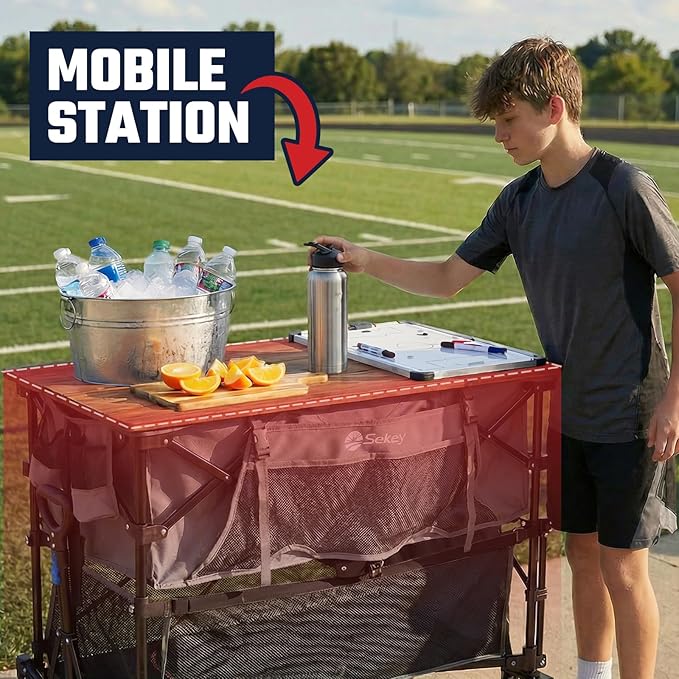 Sekey 500LBS Heavy Duty Double Decker Wagon with Extender, 400L Large Capacity Collapsible Garden Cart Fits 10x10 Canopy, All-Terrain Big Wheels with Brakes, Foldable Utility Wagon for Sports, Camping