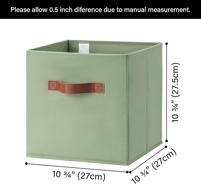 GRANNY SAYS 11 Inch Fabric Storage Cubes, 6-Pack, Sage Green
