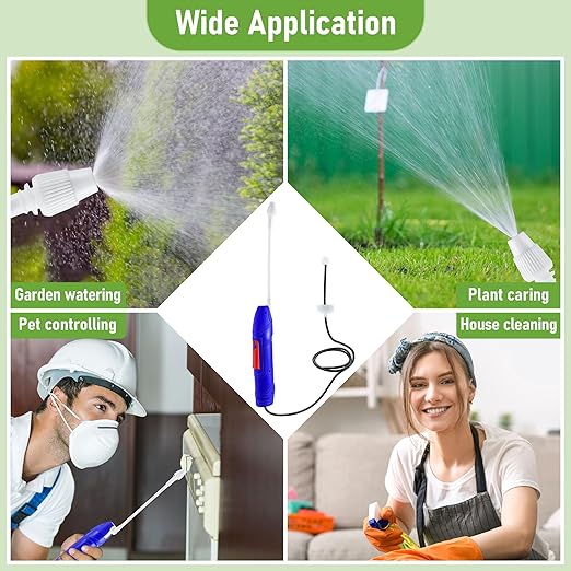 Qualirey Battery Powered Sprayer Wand with Holster, Foldable Nozzle Fits 38mm Cap 1 Gallon Jugs, Electric Weed Bug Ant Killer for Beach Cleaning, Gardening, Lawn and Disinfecting(Blue)