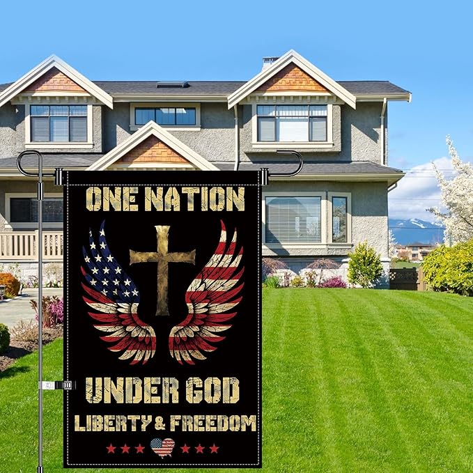 12X18INCH 250th Anniversary USA 1776-2026,Eagle Cross Design One Nation Under God Garden Flag Patriotic Signs Hanging Decor Outdoor Yard Decor (Z)