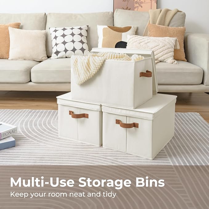 StorageWorks Fabric Storage Bins with Lids, Closet Storage Bins