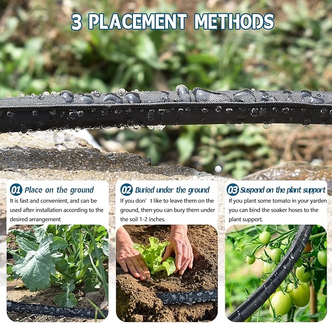 4 Pack Flat Soaker Hose 10FT for Garden Beds,Short Soaker Hose for Efficient & Effective Watering of Plants – Short Irrigation Drip Hose Easy to Install (10FT 4Pack)