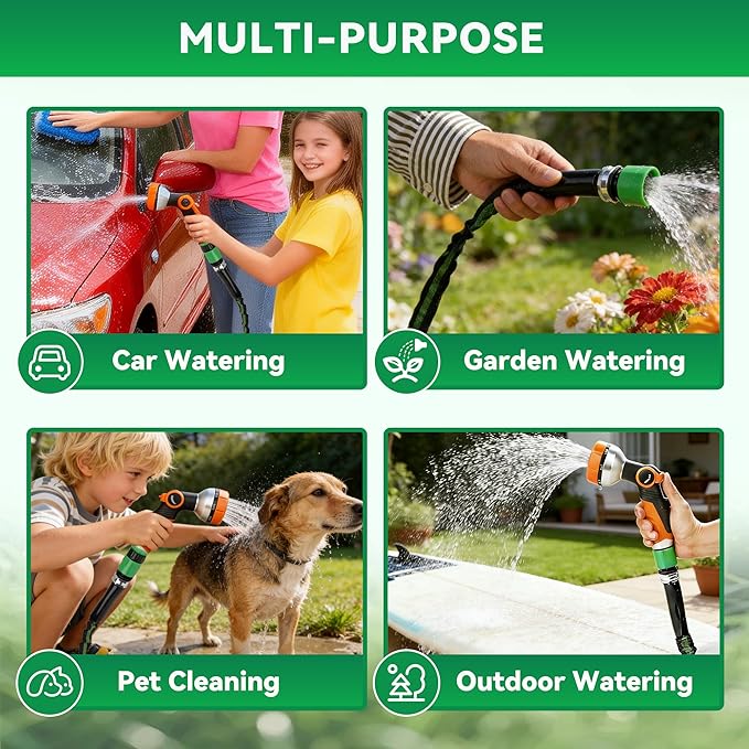HERZO Garden Hose 50 FT, Lightweight, Ultra Flexible, Durable, Kink-Free Garden Hose, RV, Marine and Camper Hose