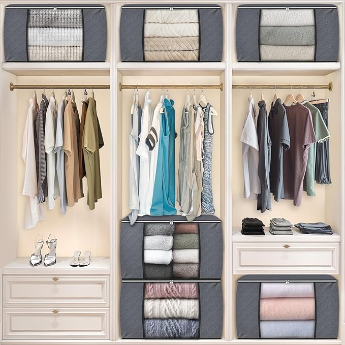 Fab totes 90L Clothes Storage, Foldable Thick Fabric Blanket Storage Bags